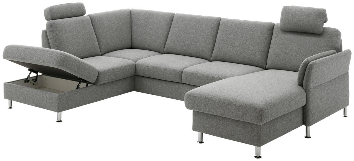 WOHNLANDSCHAFT in Flachgewebe Hellgrün, Limette  - Chromfarben/Limette, KONVENTIONELL, Textil/Metall (168/305/200cm) - Voleo