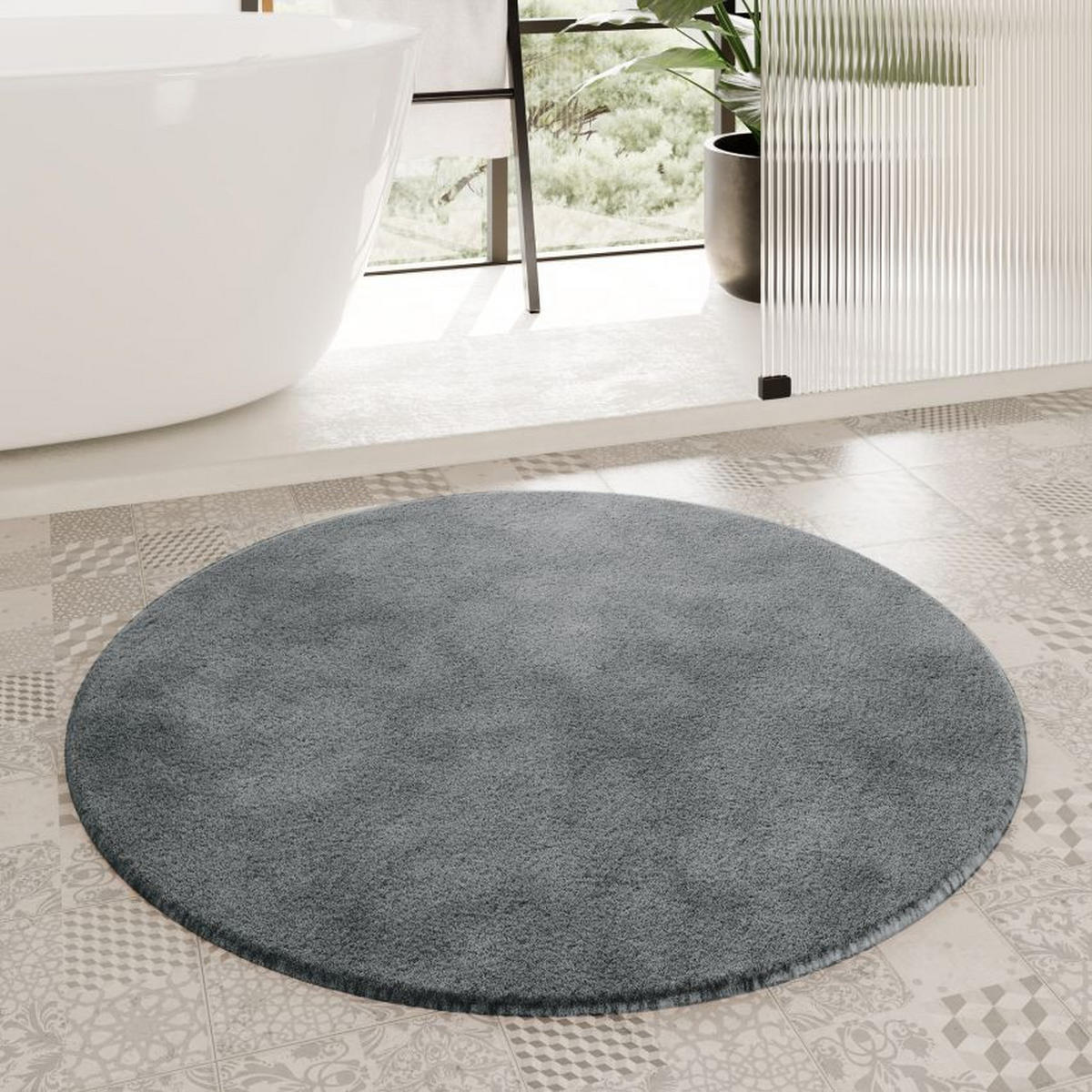 BADTEPPICH Schieferfarben 90 cm  - Schieferfarben, Basics, Kunststoff/Textil (90cm) - WECON HOME BASIC