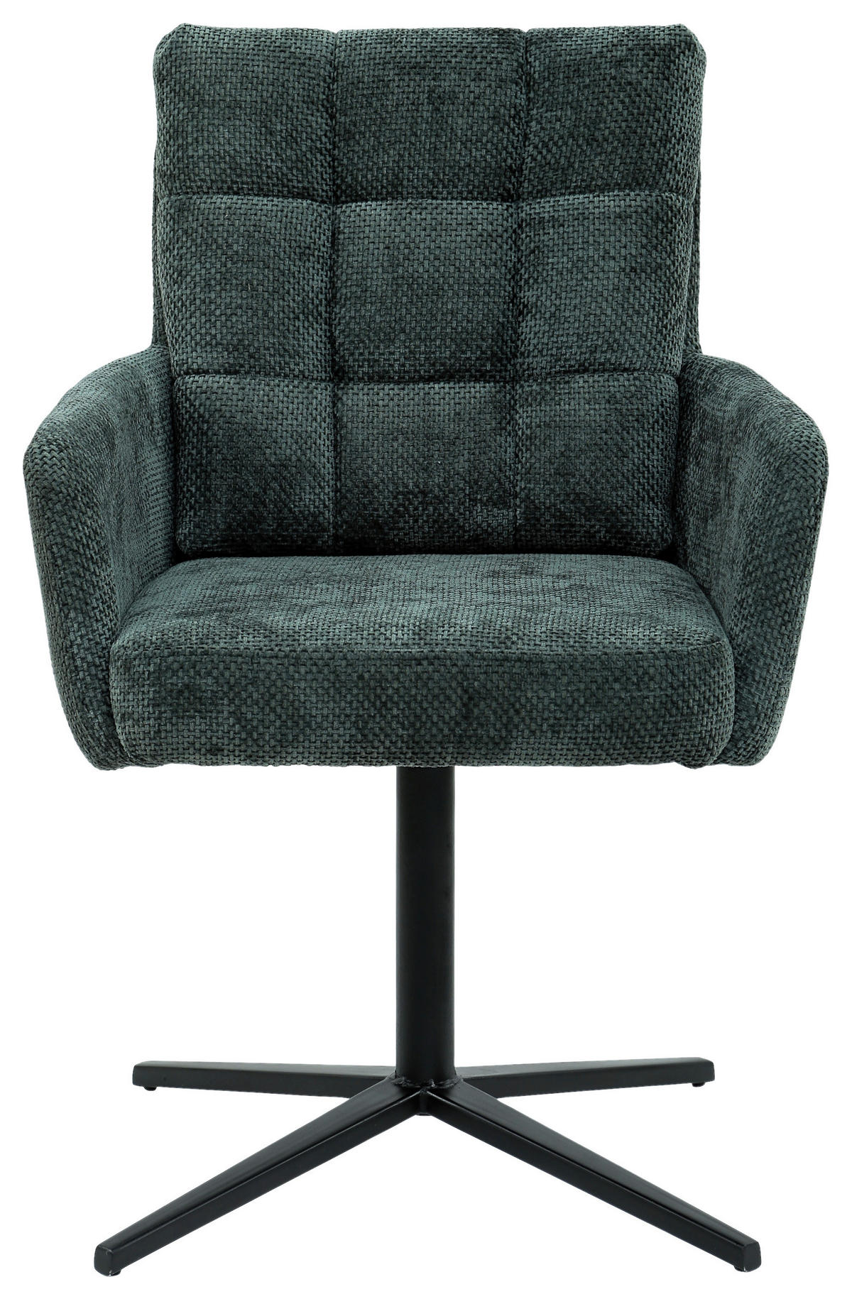 STOL MED ARMSTÖD järn chenille  - svart/mörkgrön, Design, metall/textil (61/91,5/66cm) - Stylife