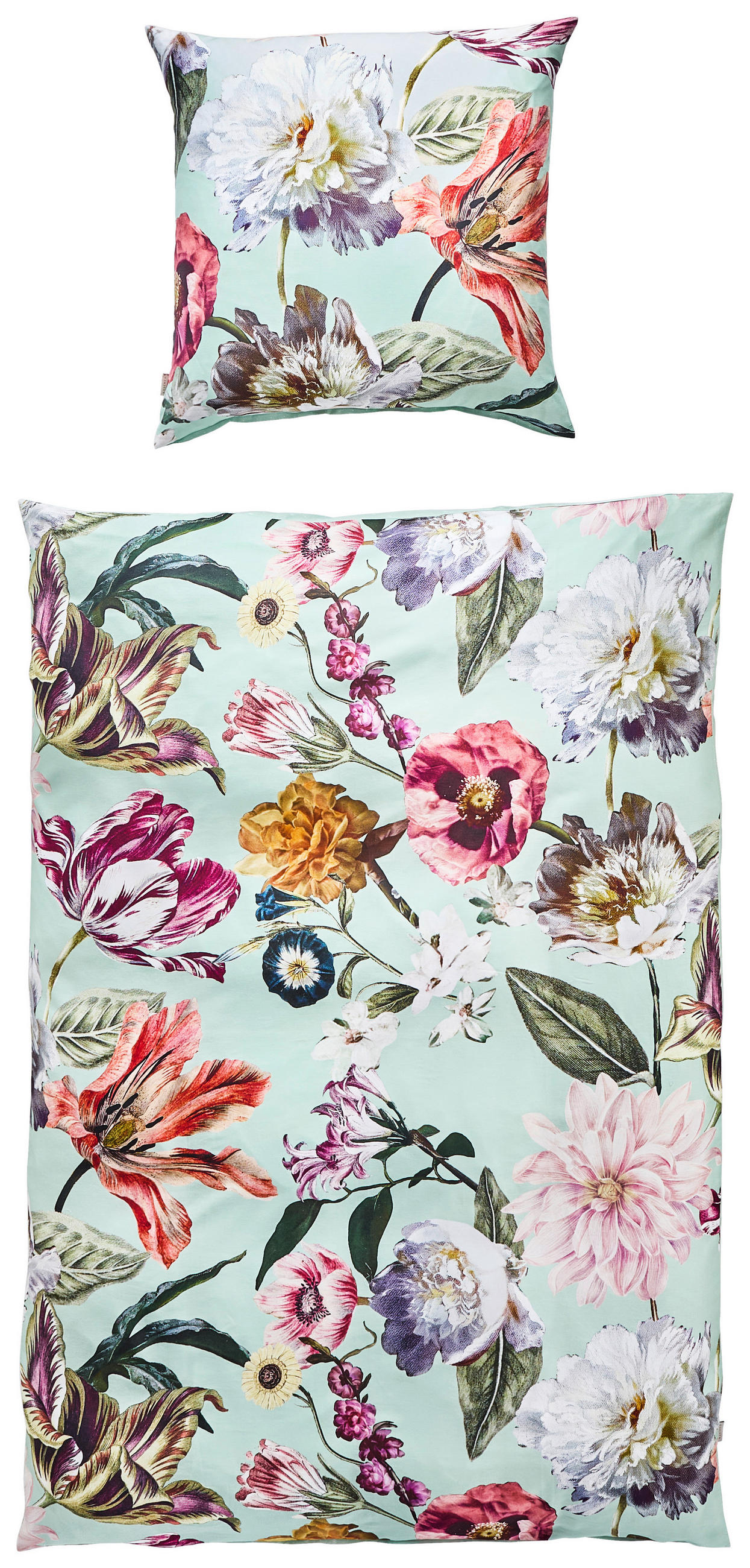 WENDEBETTWÄSCHE FILOU Satin 135/200 cm - Salbeigrün, KONVENTIONELL, Textil (135/200cm) - Essenza