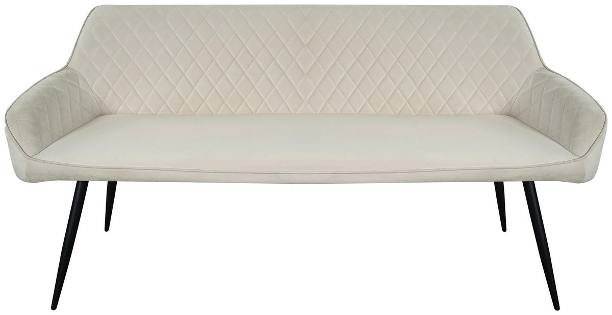 SITZBANK 163/83/63 cm Samt Beige, Schwarz  - Beige/Schwarz, Design, Textil/Metall (163/83/63cm) - Novel