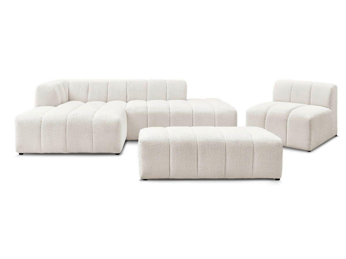 ECKSOFA Ottomane links  ANNECY Weiß Bouclé  - Schwarz/Weiß, MODERN, Kunststoff/Textil (170/262cm)
