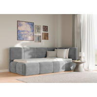 POLSTERBETT 90/200 cm,  in Silberfarben, Lattenrost, Bettkasten,  - Silberfarben/Schwarz, Design, Holz/Textil (90/200cm) - Chameo