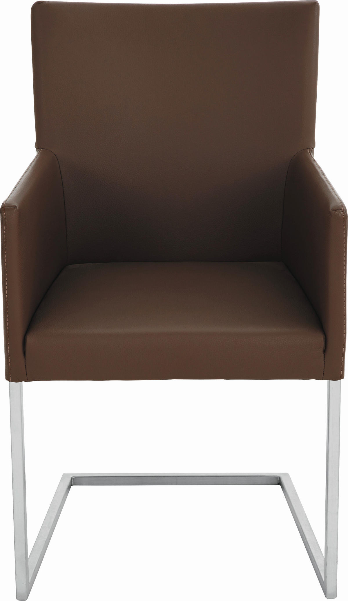 ARMLEHNSTUHL  in Edelstahl Echtleder pigmentiert  - Edelstahlfarben/Braun, Design, Leder/Metall (54/90,5/63cm) - Bert Plantagie