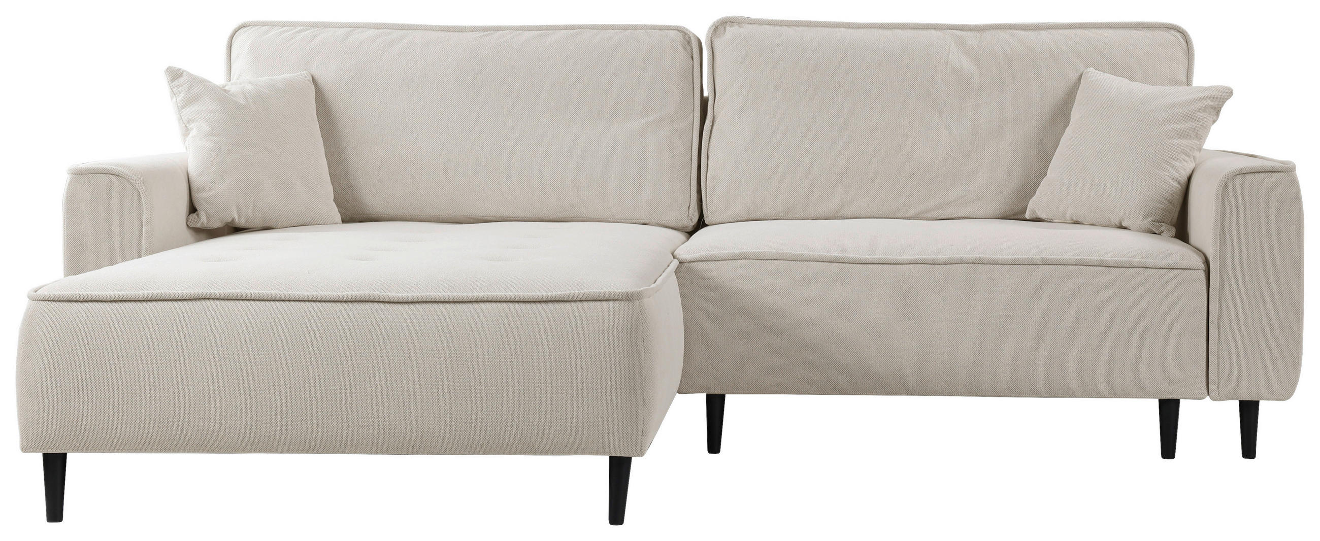 ECKSOFA Beige Flachgewebe  - Beige/Schwarz, Design, Holz/Textil (183/263cm) - MID.YOU