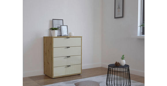 KOMMODE in 40/70/43 cm - Schieferfarben/Eiche Bianco, KONVENTIONELL, Glas/Holzwerkstoff (40/70/43cm) - Dieter Knoll