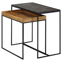 SET POMOĆNIH STOLIĆA smeđa  drvo, kamen   - smeđa, Moderno, kamen/drvo (60/30/50cm) - MID.YOU