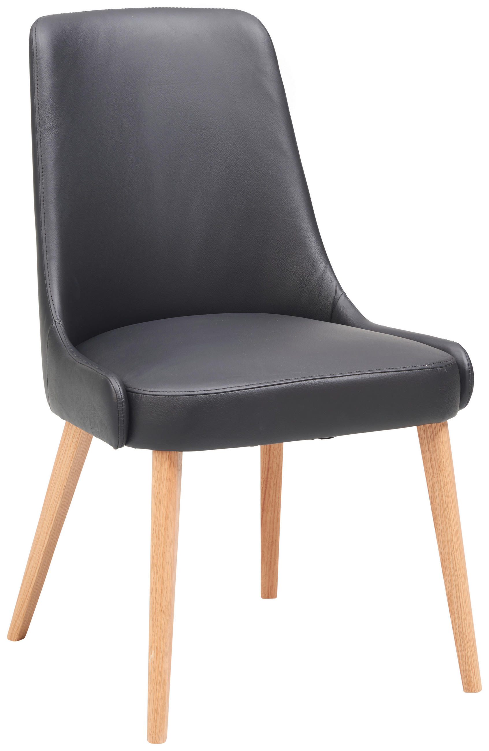 STUHL  in Echtleder pigmentiert Holz, Leder  - Schwarz, KONVENTIONELL, Leder/Holz (56/91/62cm) - Livetastic