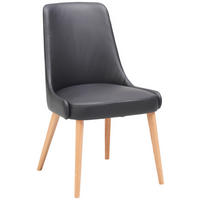 STUHL  in Echtleder pigmentiert Holz, Leder  - Schwarz, KONVENTIONELL, Leder/Holz (56/91/62cm) - Livetastic