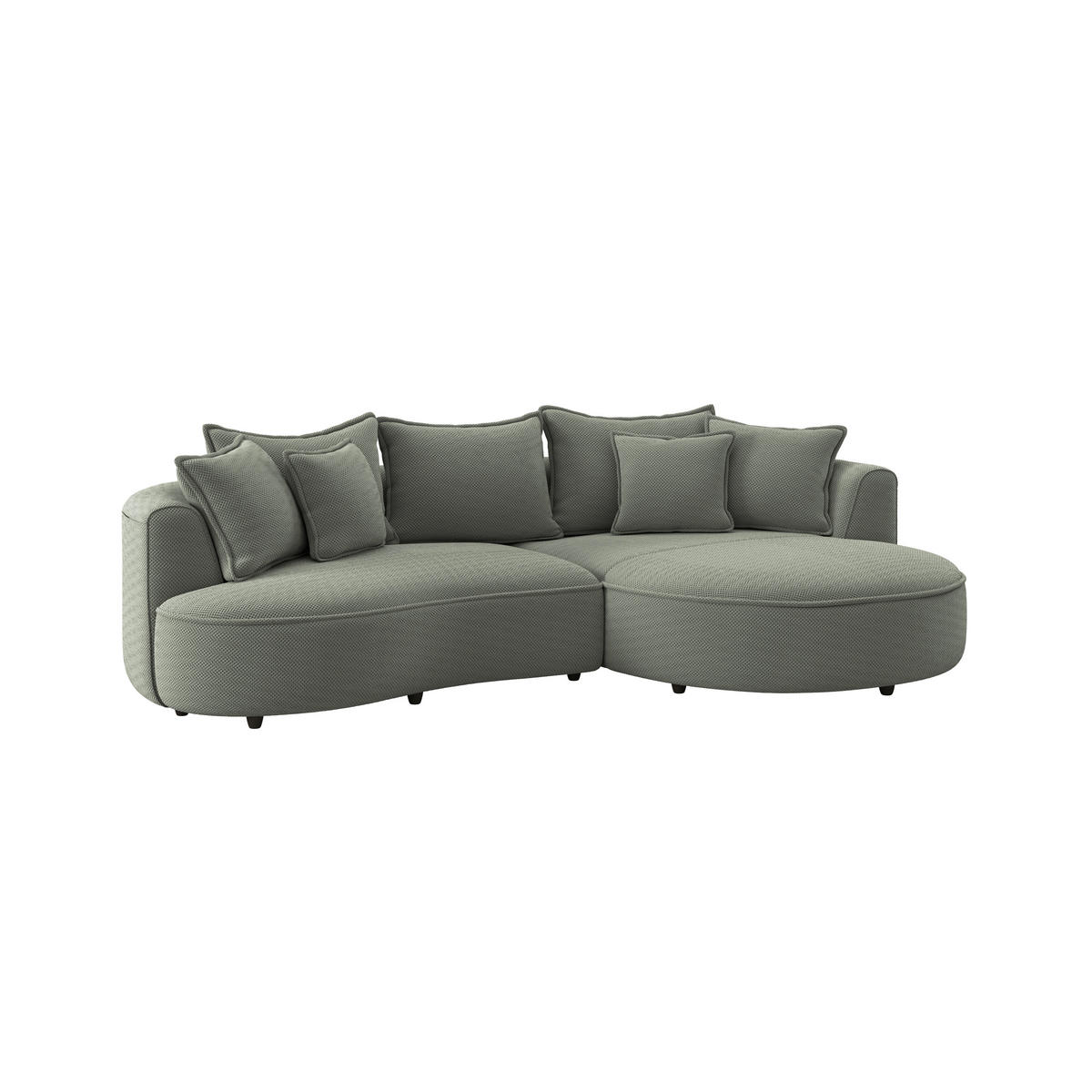 ECKSOFA LEVI Grün Velours, Struktur  - Schwarz/Grün, MODERN, Kunststoff/Textil (287/168cm) - Livetastic