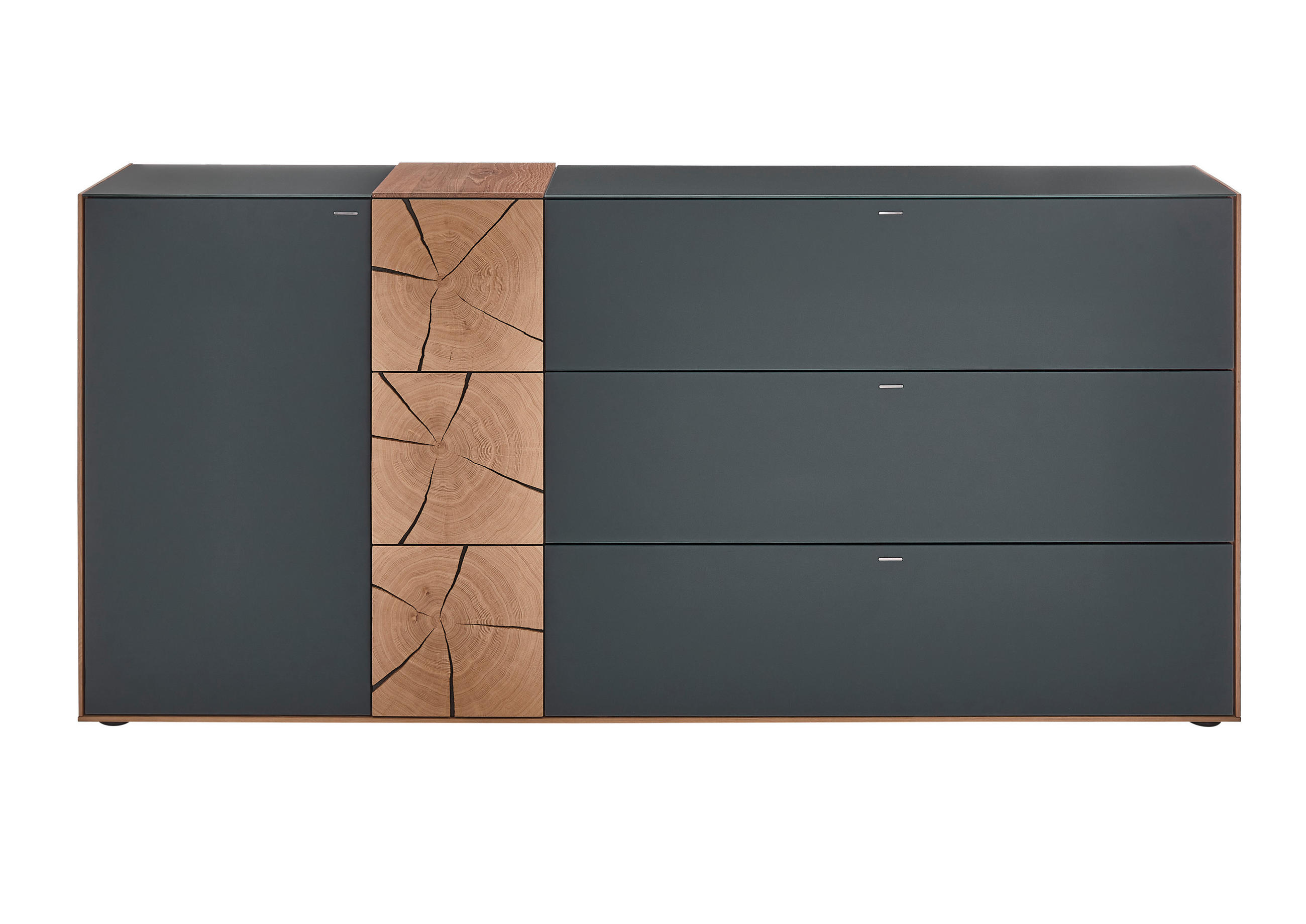 SIDEBOARD Anthrazit, Eichefarben 194/90/49 cm - Eichefarben/Anthrazit, Design, Glas/Holz (194/90/49cm) - Valnatura