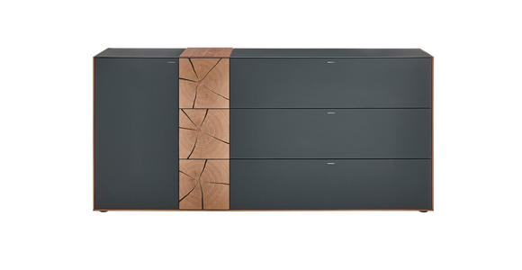 SIDEBOARD 194/90/49 cm  - Eichefarben/Anthrazit, Design, Glas/Holz (194/90/49cm) - Valnatura