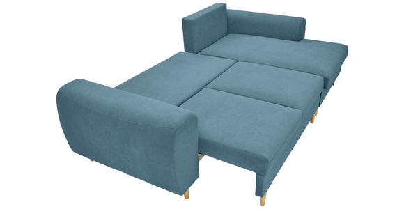 ECKSOFA Blau Webstoff  - Blau/Schwarz, KONVENTIONELL, Holz/Textil (250/145cm) - Carryhome