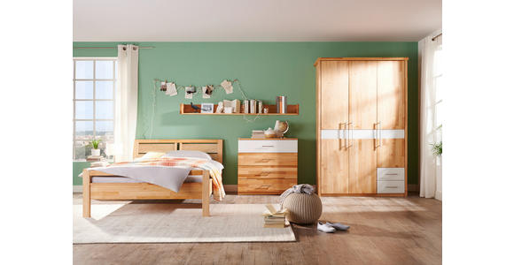 BETT 140/200 cm  in Weiß, Erlefarben   - Erlefarben/Weiß, Natur, Glas/Holz (140/200cm) - Linea Natura