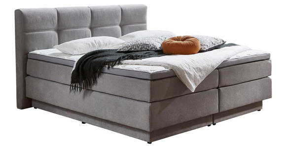 BOXSPRINGBETT 180/200 cm in Hellgrau - Hellgrau/Schwarz, KONVENTIONELL, Kunststoff/Textil (180/200cm) - Carryhome