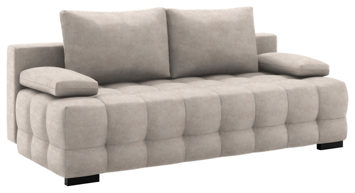 SCHLAFSOFA in Velours Beige  - Beige/Schwarz, KONVENTIONELL, Kunststoff/Textil (209/96/100cm) - Stylife