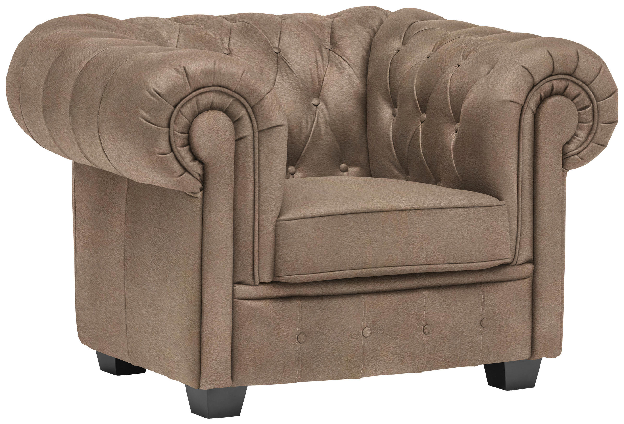 CHESTERFIELD-SESSEL - Wengefarben/Hellbraun, LIFESTYLE, Holz/Textil (115/76,5/96cm) - Landscape