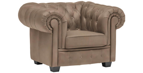 CHESTERFIELD-SESSEL - Wengefarben/Hellbraun, LIFESTYLE, Holz/Textil (115/76,5/96cm) - Landscape