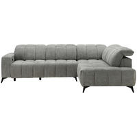 ECKSOFA inkl. Funktionen Dunkelgrau Chenille  - Dunkelgrau/Schwarz, Design, Textil/Metall (293/214cm) - Xora