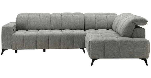 ECKSOFA Dunkelgrau Chenille  - Dunkelgrau/Schwarz, Design, Textil/Metall (293/214cm) - Xora