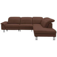ECKSOFA in Echtleder Braun  309/233 cm  - Edelstahlfarben/Braun, Design, Leder/Metall (309/233cm) - Dieter Knoll