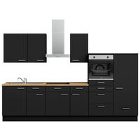 KÜCHENLEERBLOCK 330 cm   in Schwarz, Eichefarben  - Edelstahlfarben/Eichefarben, MODERN, Holzwerkstoff/Metall (330cm) - Nobilia