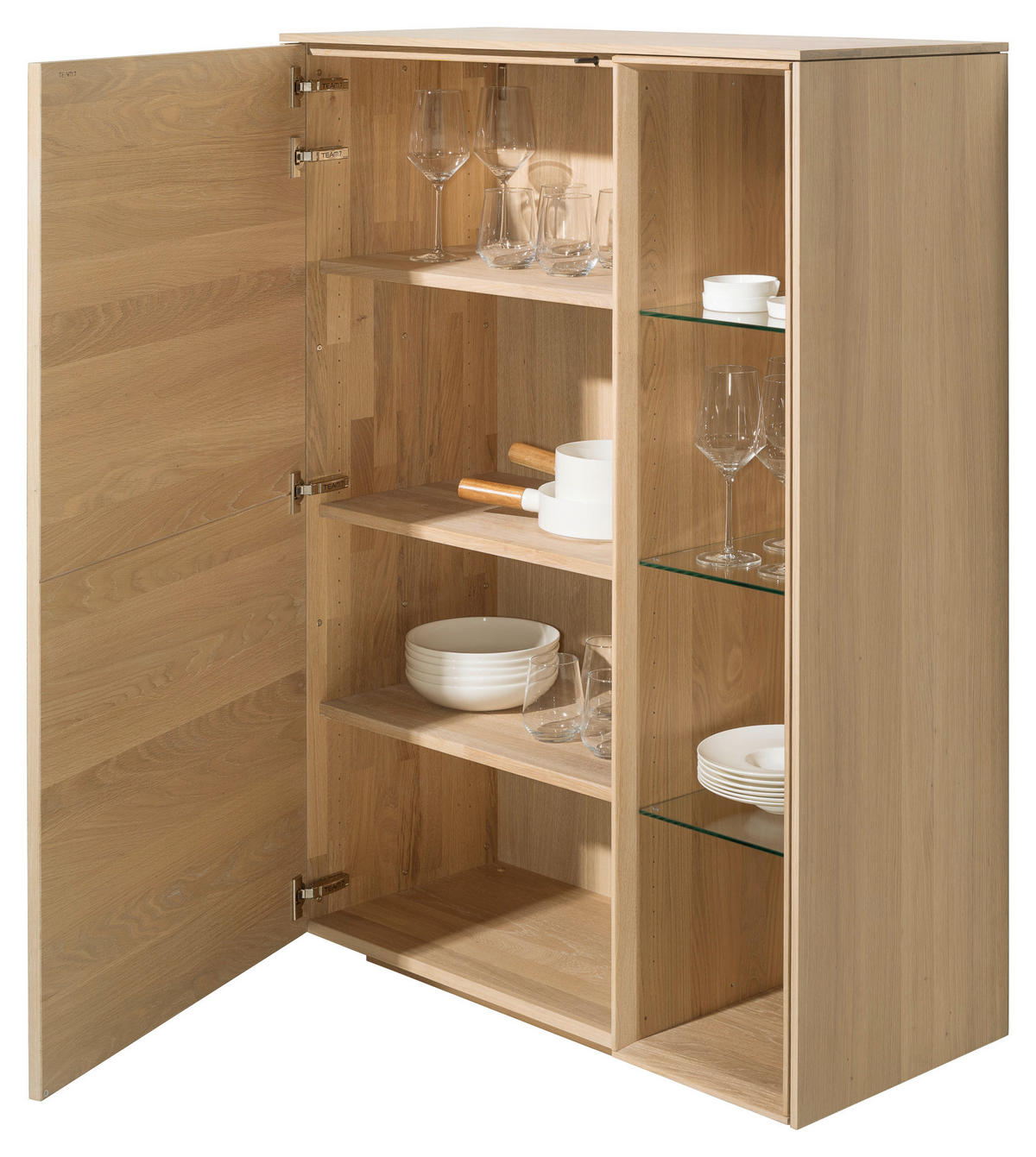 HIGHBOARD Eichefarben  97,8/134,2/41,9 cm  - Eichefarben, Design, Glas/Holz (97,8/134,2/41,9cm) - Team 7
