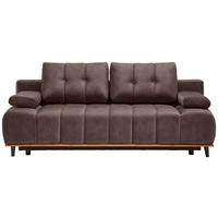 SCHLAFSOFA  mit Stoffauswahl, Rücken echt Webstoff Braun  - Schwarz/Braun, Design, Holz/Textil (206/77-87/102cm) - Novel