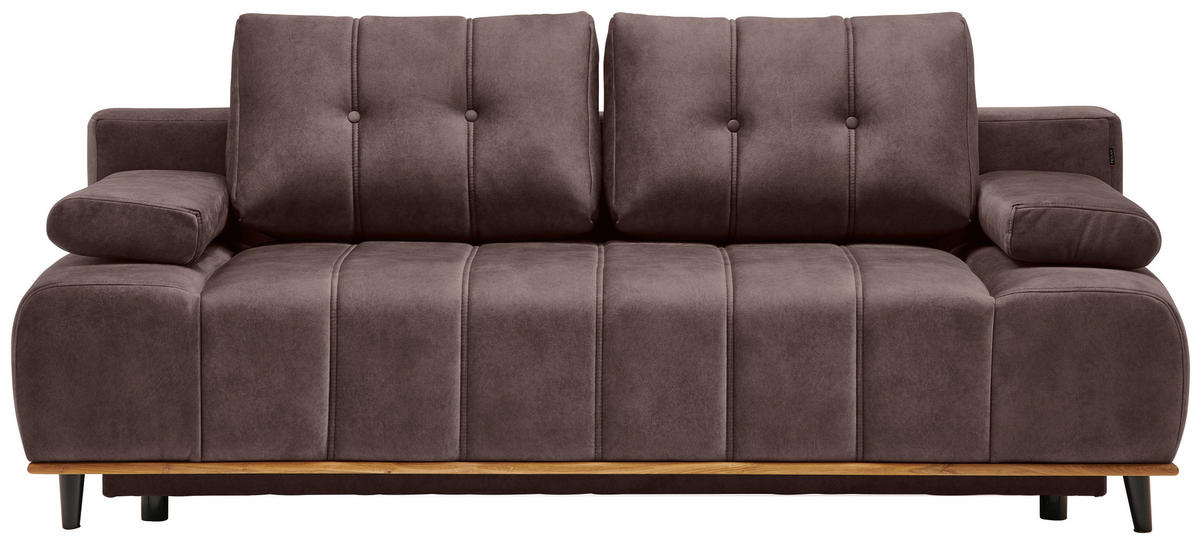 SCHLAFSOFA  mit Stoffauswahl, Rücken echt Webstoff Braun  - Schwarz/Braun, Design, Holz/Textil (206/77-87/102cm) - Novel