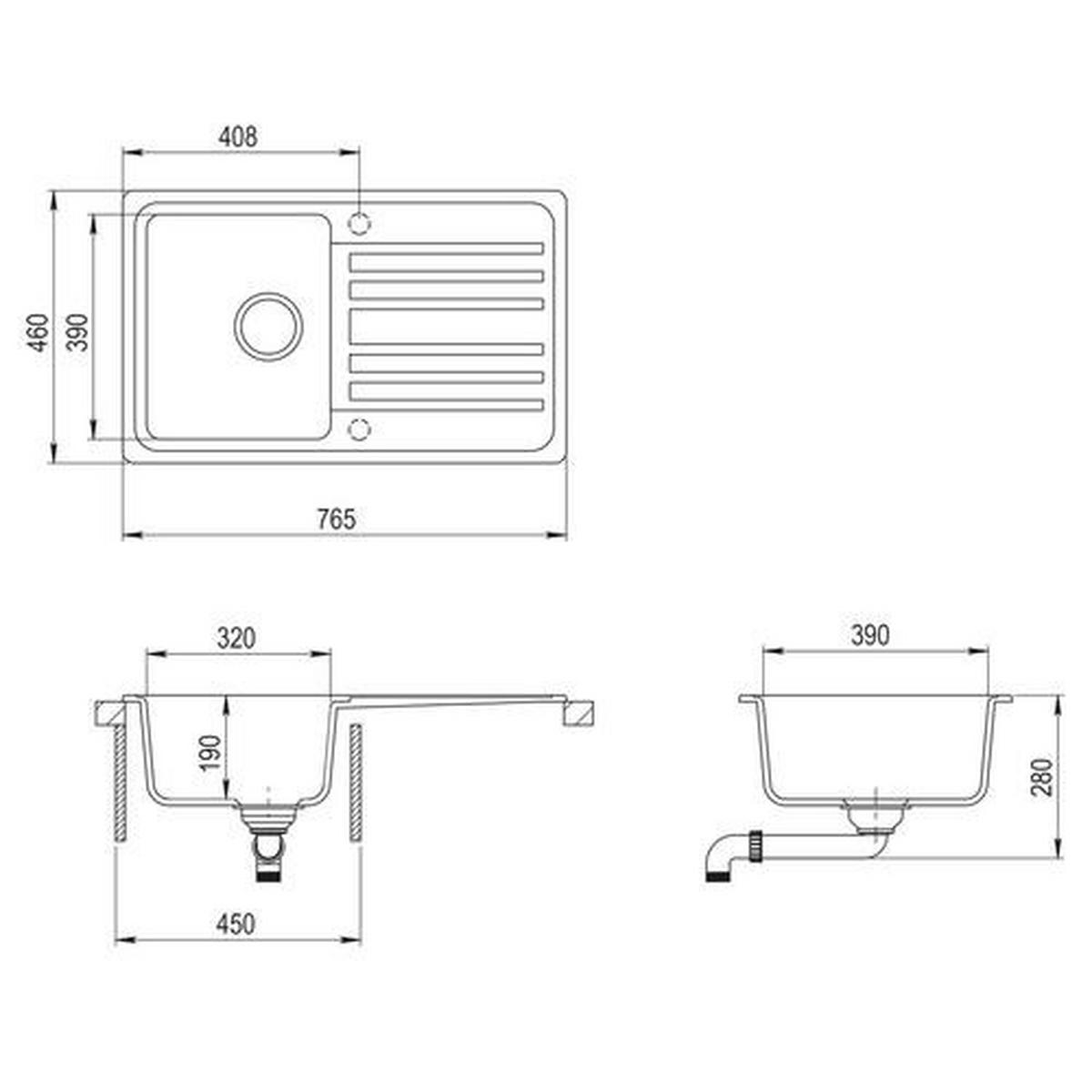 POMIVALNO KORITO – SET - Moderno, kamen (76,5/46,0cm)