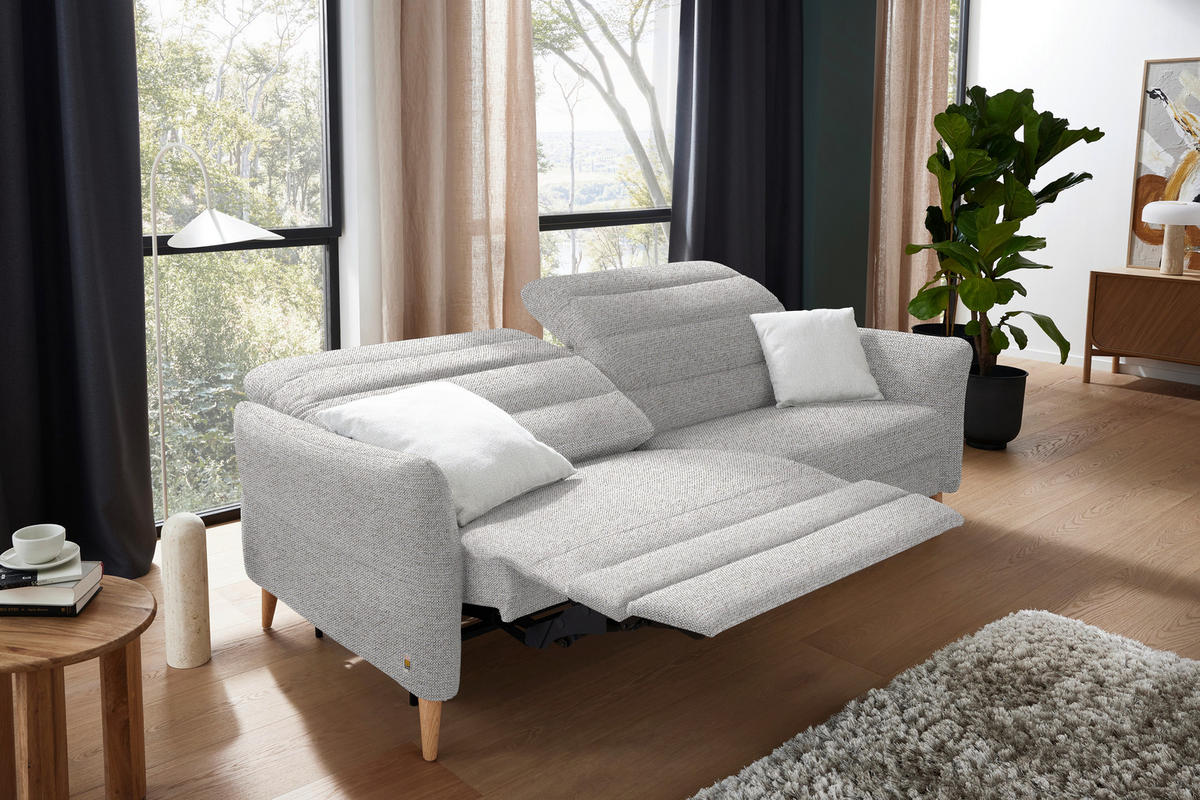 2-SITZER-SOFA in Webstoff Ecru  - Ecru/Eiche Bianco, Design, Holz/Textil (234-262/85-106/98-112cm) - Dieter Knoll