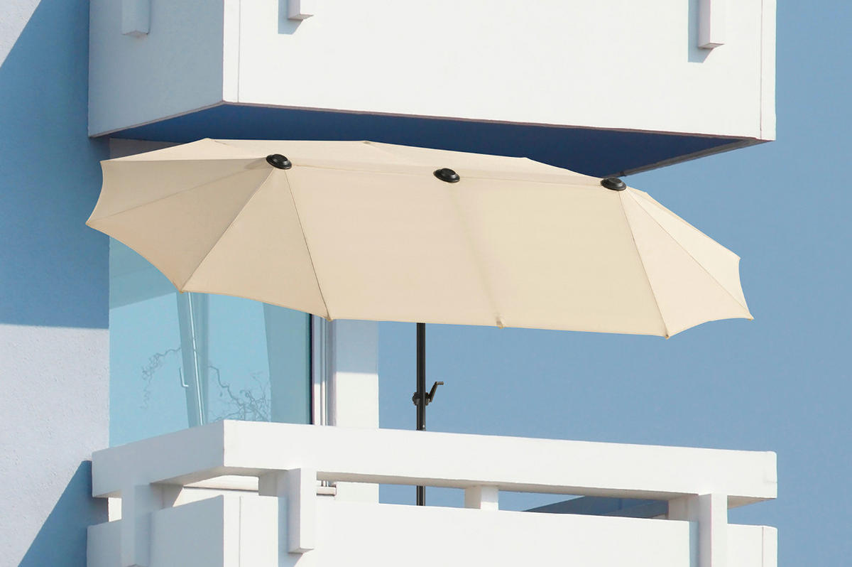 DOPPELSONNENSCHIRM 300 cm Naturfarben  - Anthrazit/Naturfarben, Basics, Textil/Metall (300/220/150cm) - Schneider