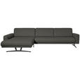 ECKSOFA in Echtleder Grau  - Anthrazit/Grau, KONVENTIONELL, Leder/Metall (182/324cm) - Ambiente