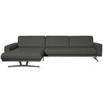 ECKSOFA in Echtleder Grau  182/324 cm  - Anthrazit/Grau, KONVENTIONELL, Leder/Metall (182/324cm) - Johann Jakob