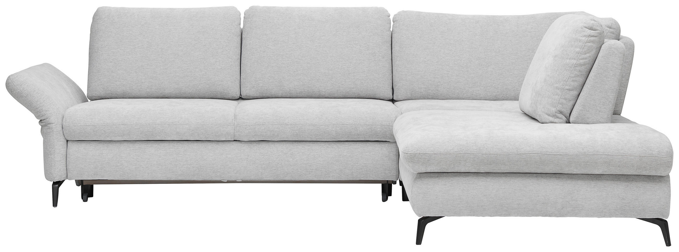 ECKSOFA Hellgrau Webstoff  - Hellgrau/Schwarz, Natur, Textil/Metall (288/233cm) - Valnatura