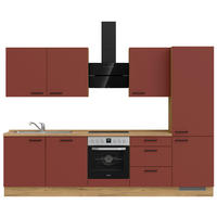 KÜCHENLEERBLOCK 300 cm   in Rot, Eichefarben  - Eichefarben/Rot, MODERN, Holzwerkstoff/Metall (300cm) - Nobilia