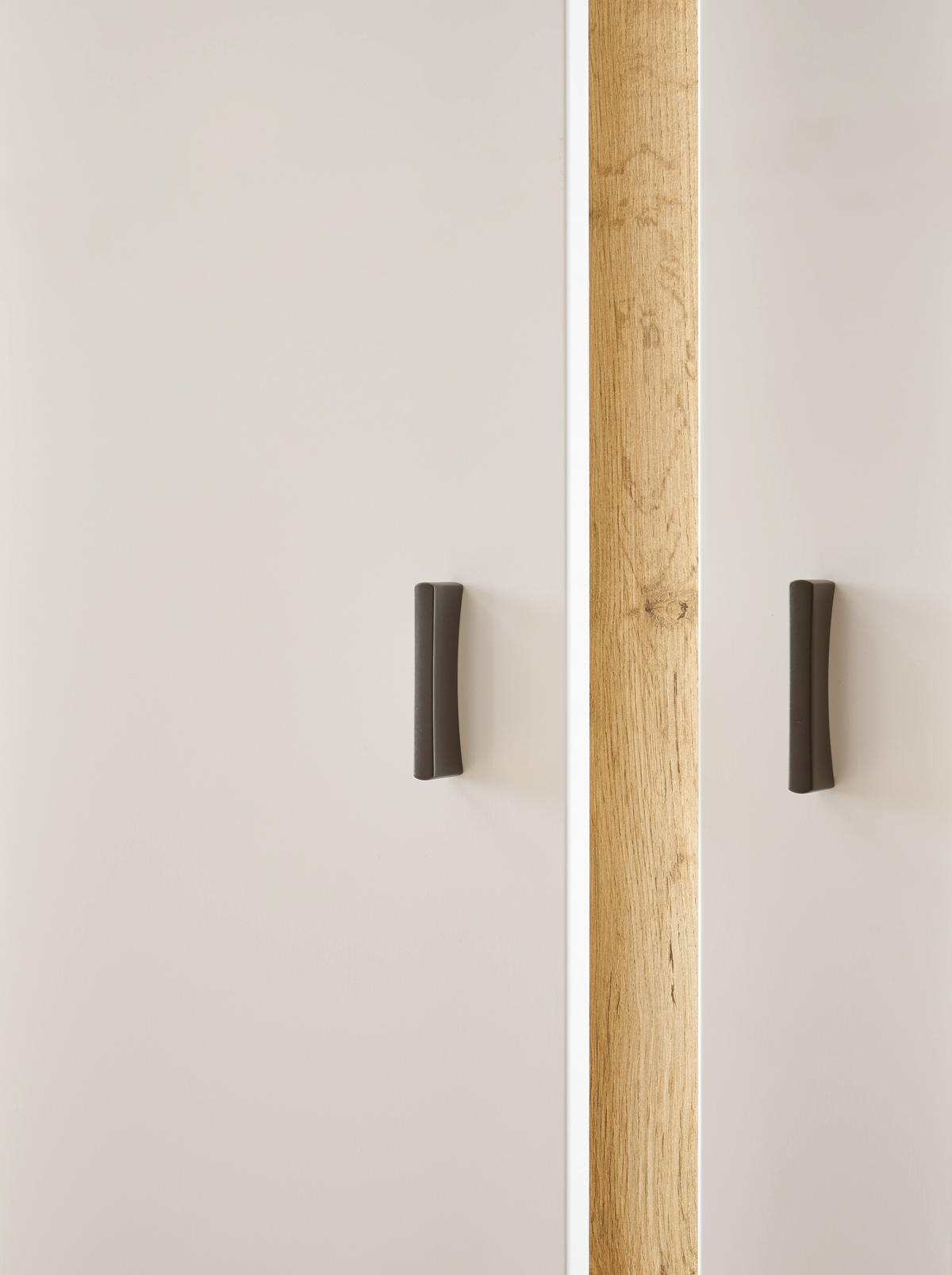 VITRINE in Eiche Wotan, Weiß  - Silberfarben/Eiche Wotan, Design, Glas/Holzwerkstoff (80/200/35cm) - MID.YOU