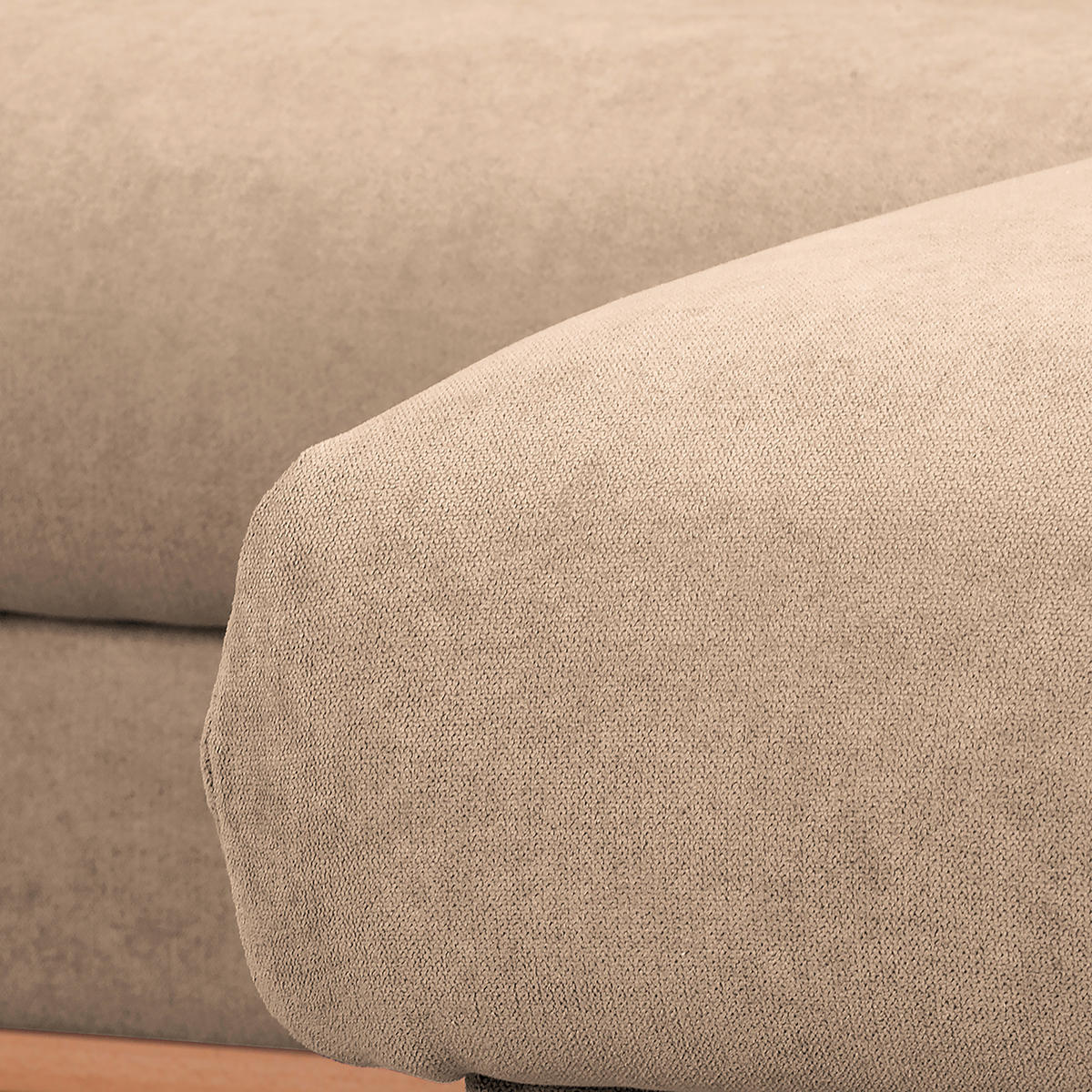ECKSOFA in Mikrofaser Beige  - Wengefarben/Beige, Design, Holz/Textil (230/150cm) - Livetastic