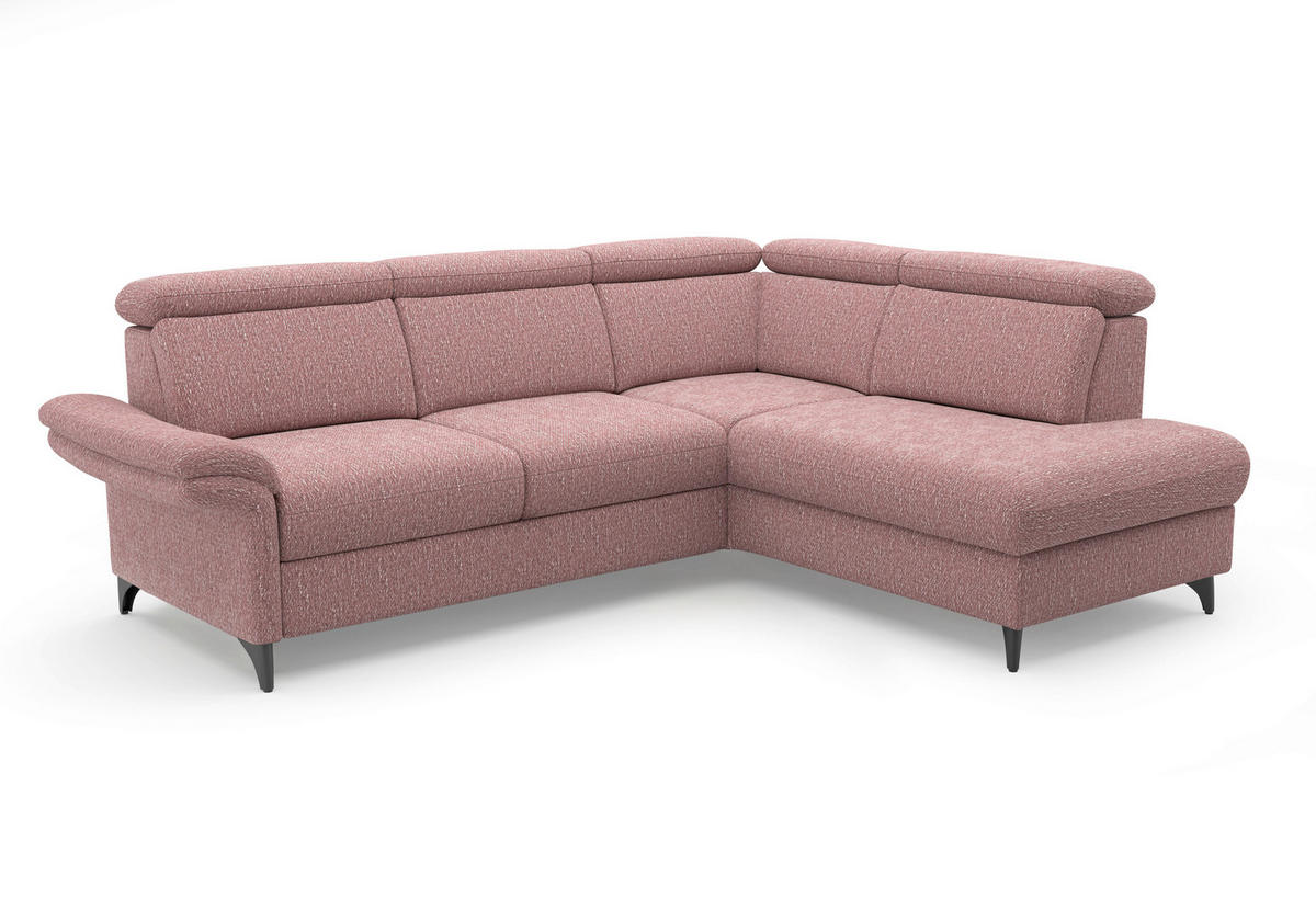 ECKSOFA Chenille Aubergine  - Aubergine/Schwarz, Konventionell, Textil/Metall (247/193cm) - Sit & More
