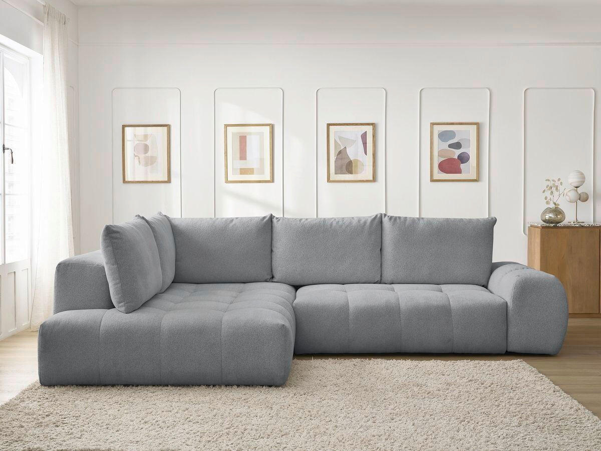 ECKSCHLAFSOFA EVEREST  mit Rücken echt, Armteil links, Armteil rechts Flachgewebe Dunkelgrau  - Dunkelgrau/Schwarz, MODERN, Kunststoff/Textil (320/212cm)