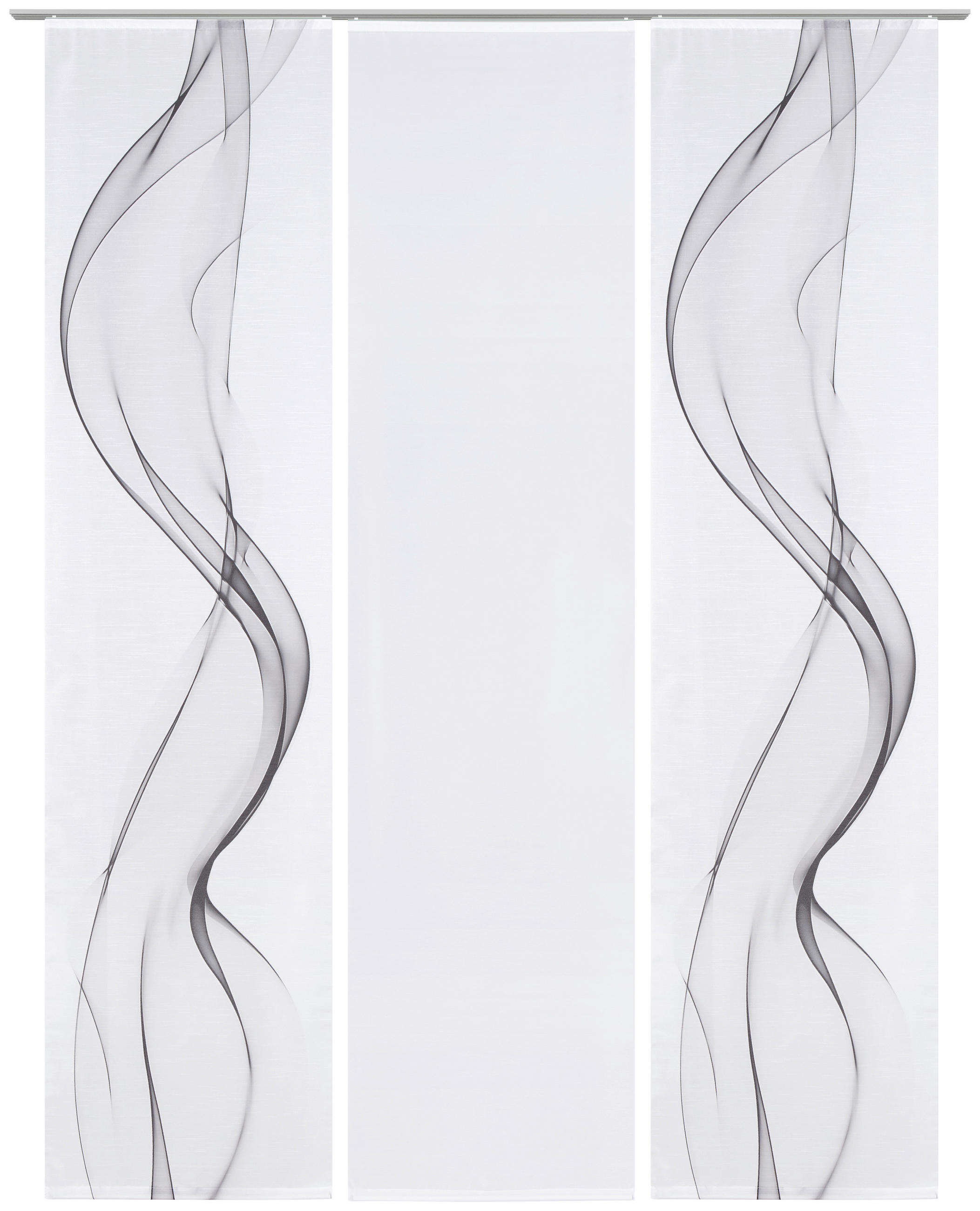 FLÄCHENVORHANG 3 Stück halbtransparent 60/245 cm - Weiß/Grau, Design, Textil (60/245cm) - Novel