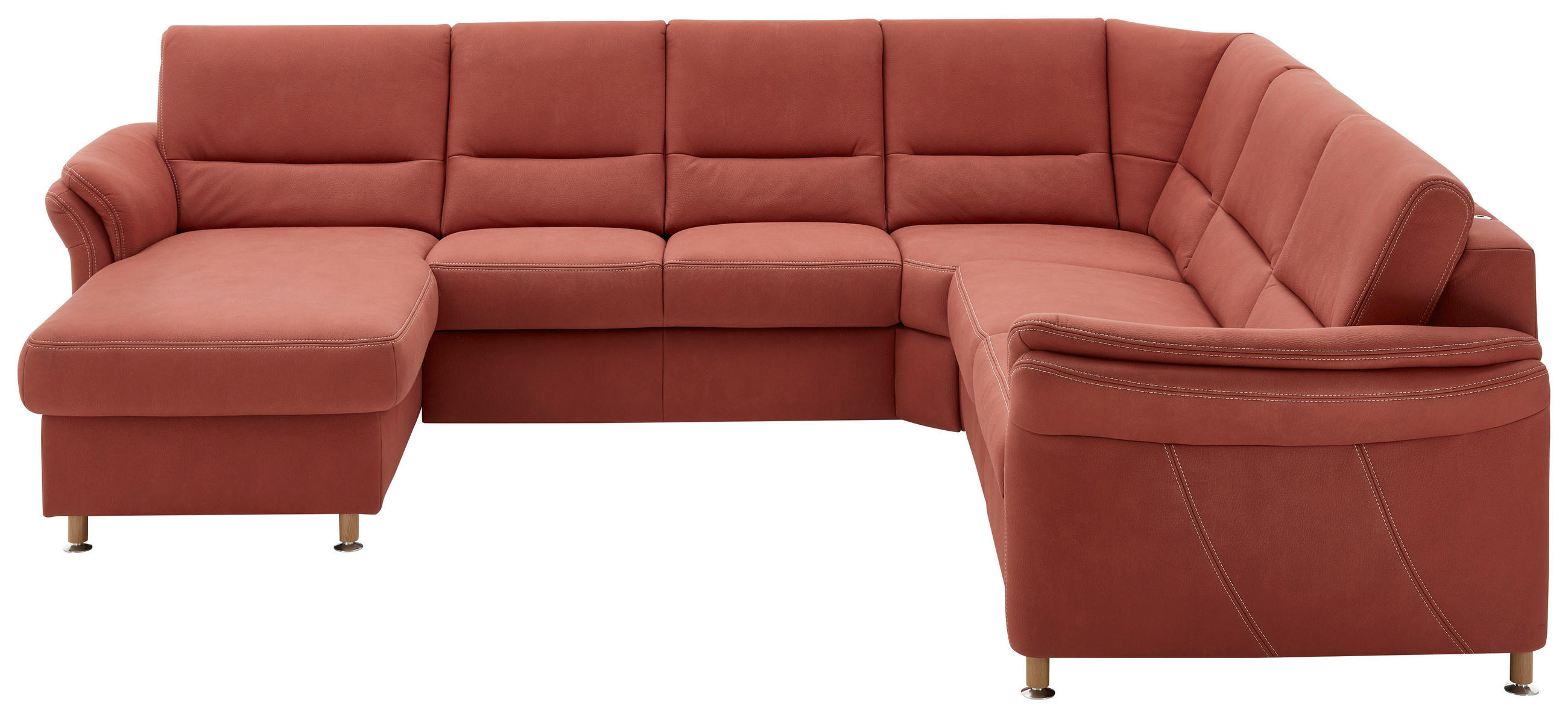 SOFFA i röd  - röd/kromfärg, Klassisk, metall/textil (173/321/89/92/97cm) - Beldomo System