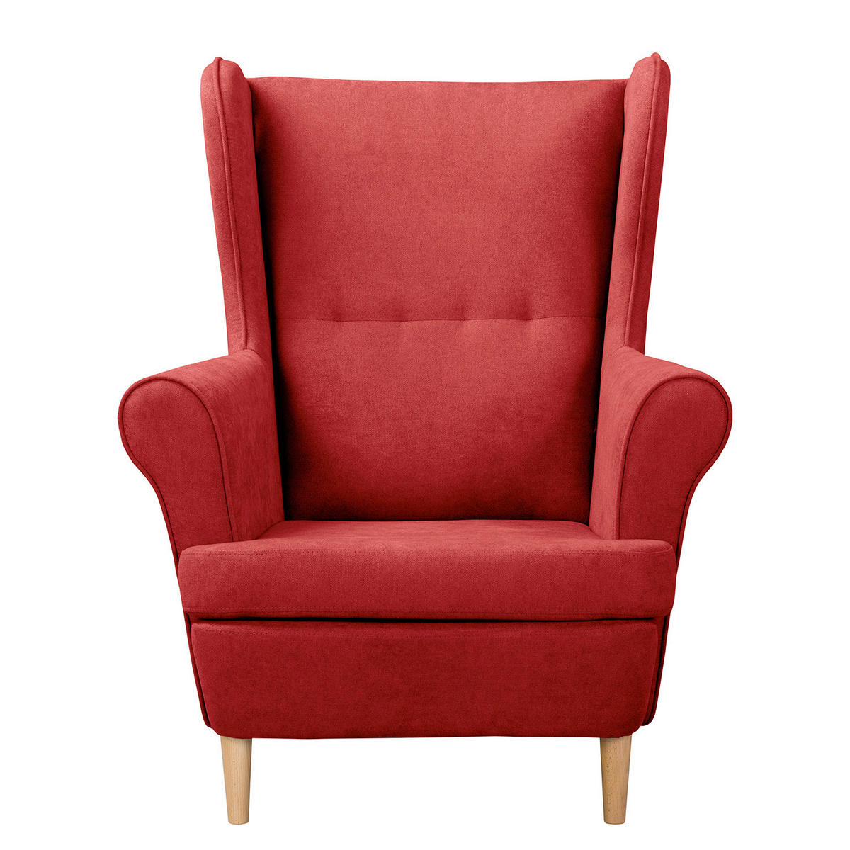 OHRENSESSEL in Mikrofaser Rot  - Rot/Naturfarben, Design, Holz/Textil (87/105/90cm) - Livetastic