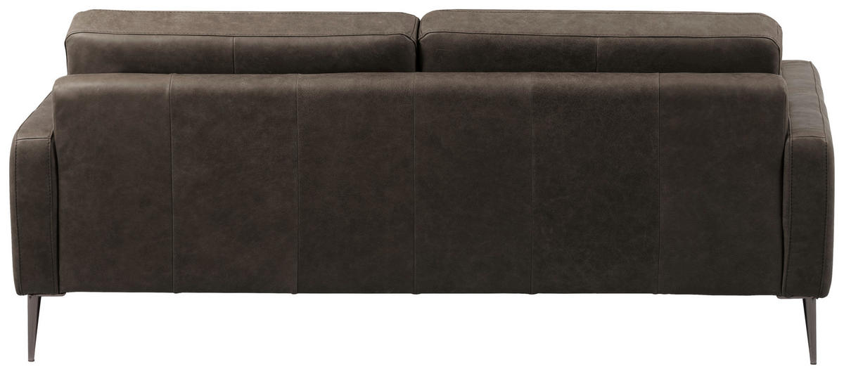 3-SITZER-SOFA SPRING Echtleder Fango  - Fango/Schwarzchrom, Design, Leder/Metall (187/85/92cm) - Livetastic