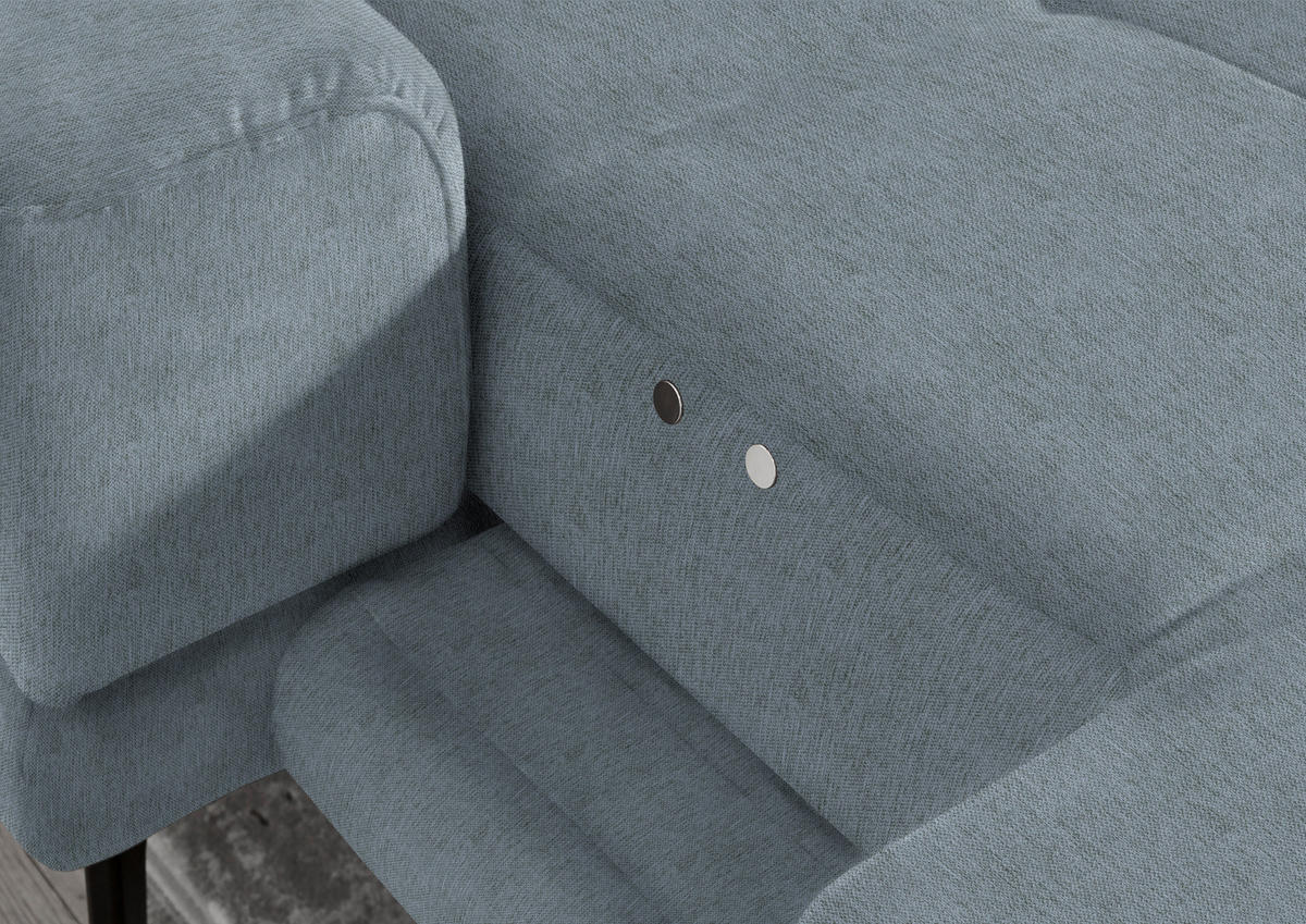 ECKSOFA in Flachgewebe Blaugrau  - Blaugrau/Schwarz, Design, Textil/Metall (190/309cm) - Beldomo Style