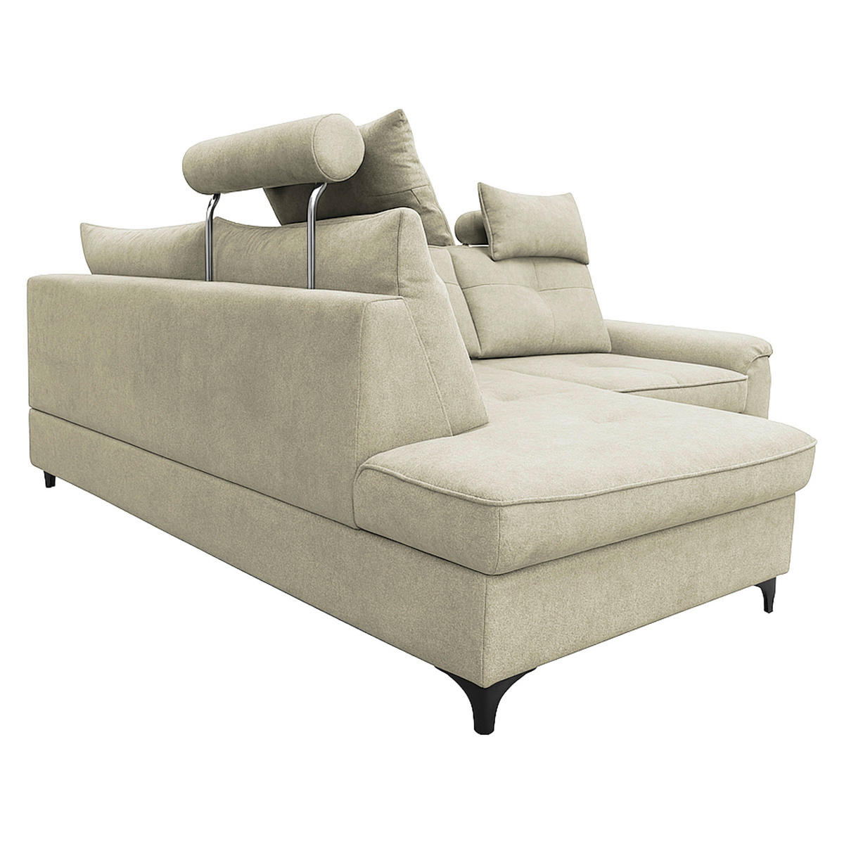 ECKSOFA SOLEI Beige Chenille Zierkissen, Bettkasten, Kopfstütze  - Beige/Schwarz, Design, Kunststoff/Textil (203/265cm) - MID.YOU
