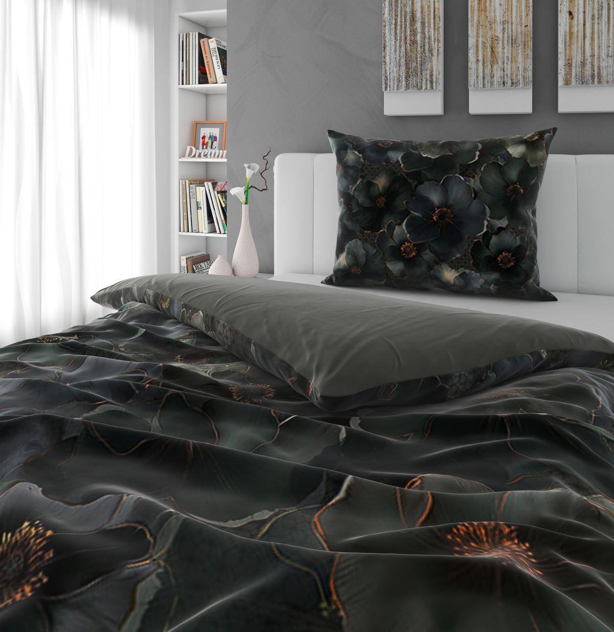 WENDEBETTWÄSCHE Decorum Satin 140/200 cm  - Schwarz, Basics, Textil (140/200cm) - Novel