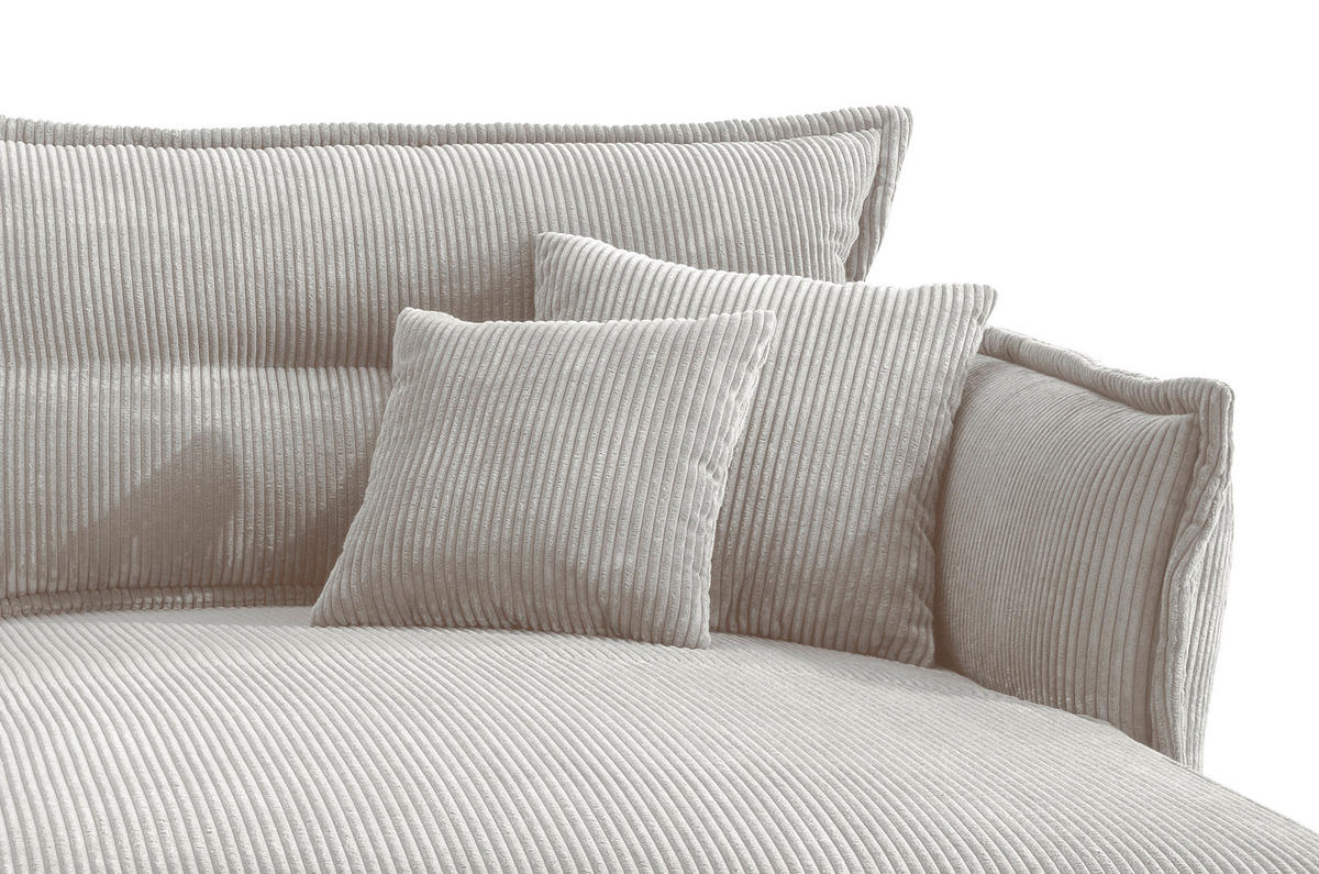 ECKSOFA in Cord Silberfarben  - Silberfarben/Schwarz, Modern, Textil/Metall (255/180cm) - Livetastic