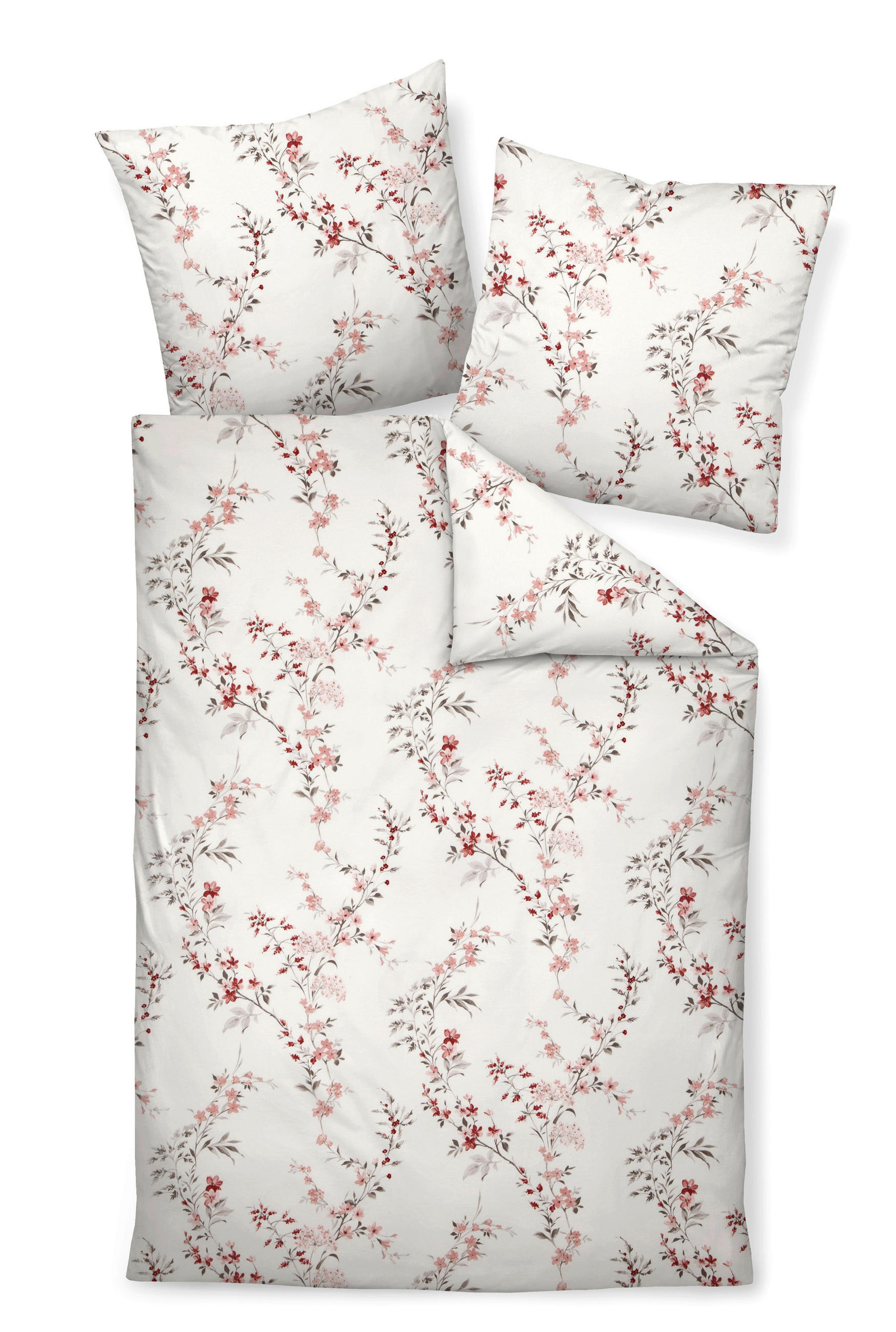 BETTWÄSCHE Biber 155/200 cm  - Beige/Rot, Design, Textil (155/200cm) - Janine