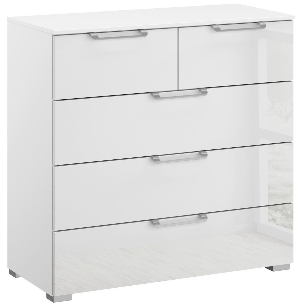 COMMODE 80/81/42 cm clair, blanc  - couleur d'aluminium/clair, Design, métal/verre (80/81/42cm) - Novel